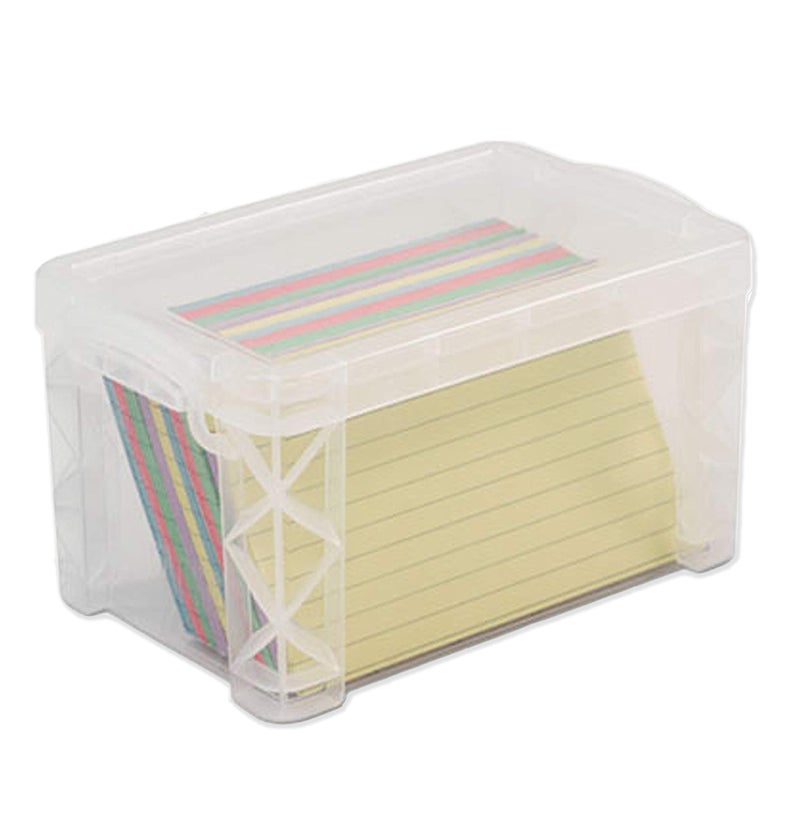 Klingy Index Card Box Holder, Holds 300 Cards, Clear - With 100 Heavy Weight Ruled Index Card - and 100 Poly Card Guides A-Z - 3x5â€ - Great for Indexing Notes, Flash Cards, Lists, Recipes And More (3x5 Inch) - Image 2